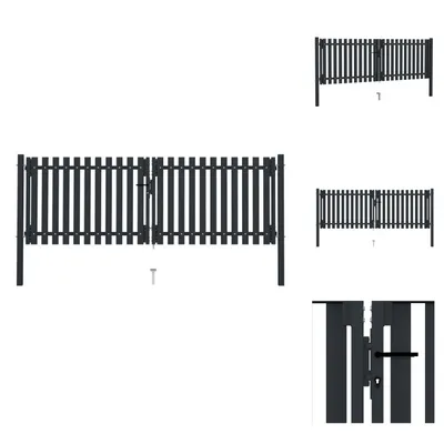 Obrázok produktu pre vidaXL Dvojkrídlová plotová brána oceľová 306x150 cm antracitová - Záhradné brány