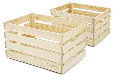 Productafbeelding van Solidchoice - Set van 2 Houten Opbergdozen voor Fruit en Decoratie