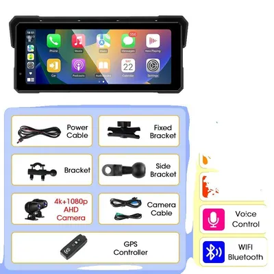 Obrázek produktu pro Dotykový displej motocyklu, GPS navigace, Bluetooth konektivita, 8,1palcový DVR ovladač