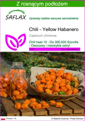 Zdjęcie produktu dla SAFLAX - Chili - Yellow Habanero - 10 Nasiona - Z podłożem uprawowym wolnym od zarazków - Capsicum chinense