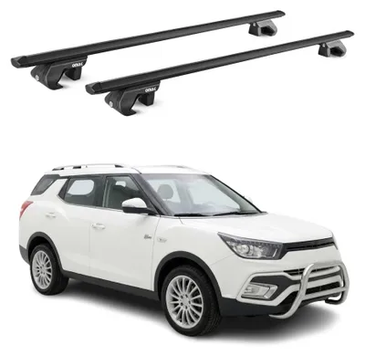Image de Barres de toit transversales pour SsangYong XLV 2016-2021 Aluminium Noir ABE, Image générée par une IA