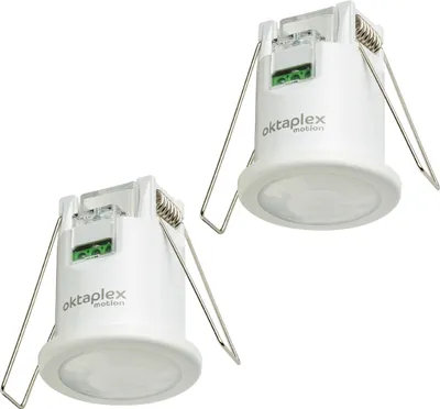Zdjęcie produktu dla 2x Oktaplex sufitowy czujnik ruchu 360° wpuszczany czujnik ruchu na podczerwień płaski biały 230V LED odpowiedni