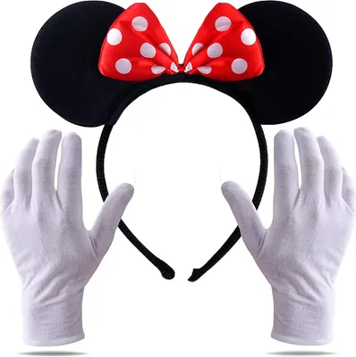 Obrázek produktu pro 2 v 1 - kostým Minnie Mini Mouse Ears Set s rukavicemi a myšíma ušima pro dámy na karneval a masopust