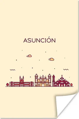 Produktbild von MuchoWow® Poster Skyline - Asunción - Lateinamerika 120x180 cm - Kunstposter