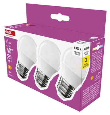 Productafbeelding van EMOS LED-lamp Classic Mini Globe / E27 / 4,2 W (equivalent van 40 W) / 470 lm / neutraal wit, ZQ6E23.3
