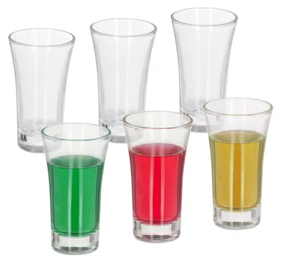 Shotgläser Set 6er, 6 cl, dickem Boden, spülmaschinengeeignet, transparent