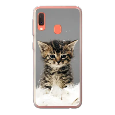 Produktbild von MuchoWow® Handyhülle Schutzhülle Hülle für Samsung Galaxy A20e Katze - Kätzchen - Federn Silikon Softcase Handy Hülle - Abdeckung