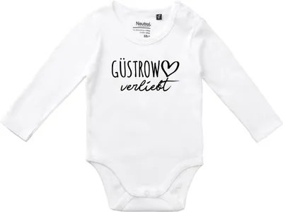 Produktbild von Huuraa Baby Body Güstrow verliebt 74 White  Baumwolle Fairtrade Langarmbody Geschenkidee