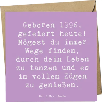 Produktbild von Mr. & Mrs. Panda faltkarte Spruch 1996 Geburtstag - Lavendeltraum - Geschenk, Erinnerungen an, anlasskarte, Feierlichkeiten, Grußkarte, Happy Birthday, Lebensfreude