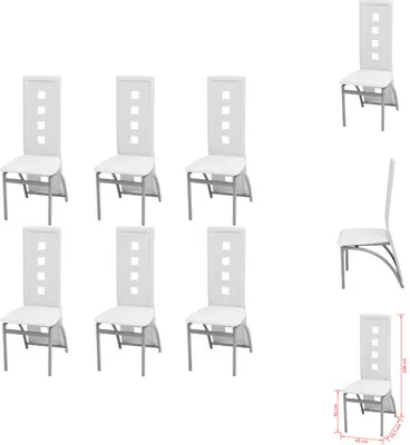 Image de vidaXL Chaises de salle à manger 6 pcs. Similicuir Blanc - Chaises de salle à manger