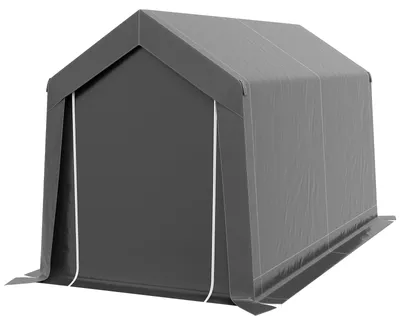 Produktbild von Lagerzelt Garagenzelt verzinkter Stahl PE-Plane UV-beständig Reißverschlusstür Belüftungsfenster Erdrand 20 cm Dunkelgrau 210 x 360 x 235 cm