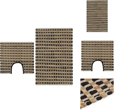 Zdjęcie produktu dla vidaXL Ręcznie tkany zestaw dywaników jutowych w kolorze naturalnym i czarnym - Dywaniki i maty łazienkowe