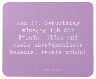 Produktbild von Mr. & Mrs. Panda Mousepad Spruch 17. Geburtstag - Lavendeltraum - Geschenk, Mouse Pad, Alter, pc mauspad, Liebe, neue Erfahrungen, laptop, Happy Birthday, Ziele, computer