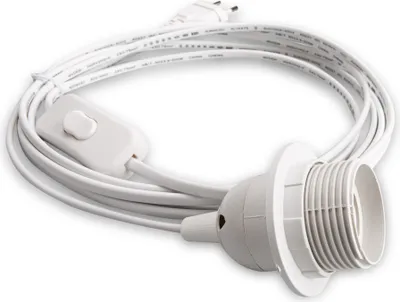 Produktbild von E27 Lampenfassung mit Schalter Netzkabel 5m Lampenaufhängung Sokel 500WS weiß