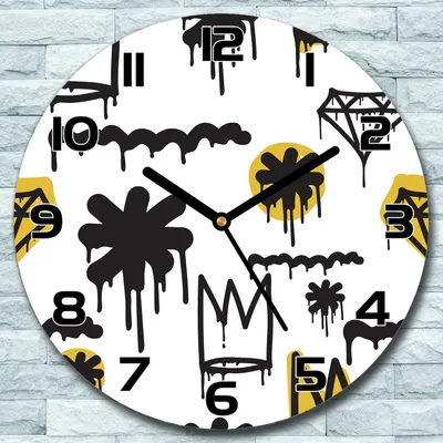 Produktbild von Wanduhr aus Glas Rund fi 30 Krone schwarz-weiße Quarz Deko Schlafzimmer Büro