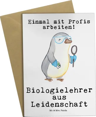 Produktbild von Mr. & Mrs. Panda Grußkarte Biologielehrer Leidenschaft - Weiß - Geschenk, dankeskarten, osterkarten, Witzig, Grußkarten, einladungskarten, Grundschule, Spruch, Klappkarte