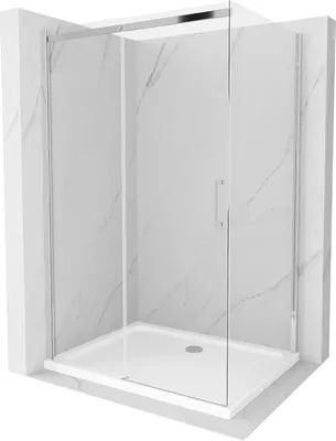 Zdjęcie produktu dla Mexen Omega kabina prysznicowa rozsuwana 140 x 100 cm, transparent, chrom + brodzik Flat - 825-140-100-01-00-4010