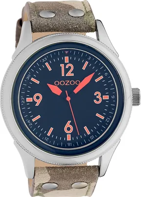 Produktbild von Oozoo Leder Herren-Damen Uhr Analog Armband camouflage braun Timepieces D2UOC10354