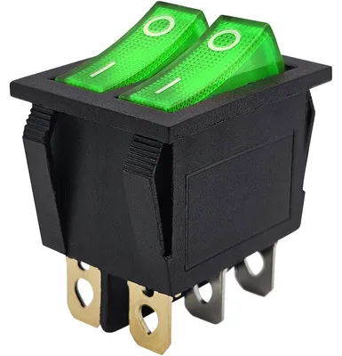 Produktbild von ProRide Doppel-Wippschalter ON/OFF KCD6-202, 3-polig, 250 V/16 A, Grün