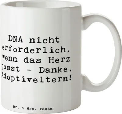 Produktbild von Mr. & Mrs. Panda Kaffeetasse Spruch Liebe Adoptiveltern - Weiß - Geschenk, persönliche Erinnerungen, Kaffeebecher, Familienpflege, Elternschaft, Trinkbecher, Teetasse