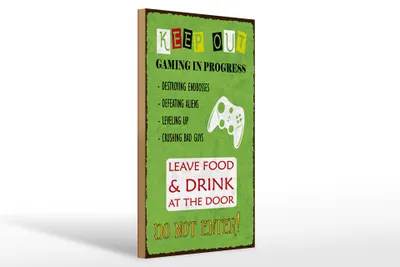 Produktbild von Holzschild Spruch 12x18 cm Keep out, gamer Schild