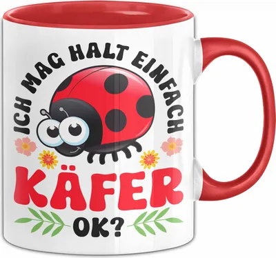 Produktbild von Käfer-Liebhaber Tasse Geschenk Ich Mag Halt Einfach Käfer Ok Geschenkidee Marienkäfer Geburtstag Kaffee-Becher (Rot)