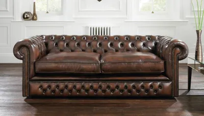 Produktbild von Chesterfield Couch Polster Sofas Klassische Leder Textil Sofa 3 Sitzer Neu - 288