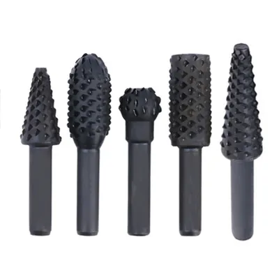 Produktbild von 5pcs 1/4inch rotierende Handlungsdateien Raspe Burrs Holz Arbeiten Tischtischwerkzeug-Schwarz