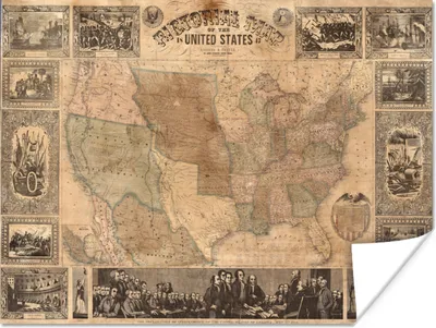 Produktbild von MuchoWow® Poster Karte - Vintage - Amerika 80x60 cm - Kunst für zu Hause