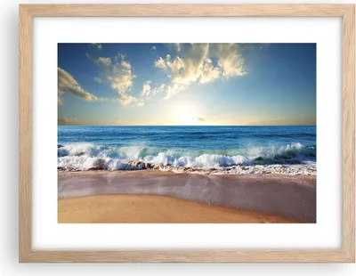 Produktbild von Gerahmtes Poster - Rahmen in heller Eiche - Meer Ufer Wasser - 40x30 cm - Wand Bild - Wanddeko - Wandbilder - Kunstposter - Wandposter - Bilderrahmen - Bilder - Kunstdruck - Wandbild - P2NAA40x30-3551