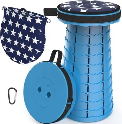 Immagine prodotto di Sgabello portatile pieghevole con cuscino per il campeggio all'aperto - mini sgabello da campeggio leggero e pieghevole - ideale per il campeggio, la pesca e il barbecue - capacità di carico 200 kg sgabello telescopico