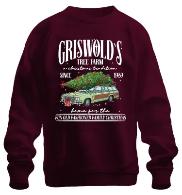 Immagine prodotto di Griswold's Tree Farm Tradizione natalizia Tannenbaum Weihnachten Felpa Unisex Pullover, Borgogna, M