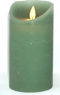 Produktbild von LED Echtwachskerze mit Timer flackender Docht Jade Grün Höhe 15cm