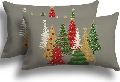 Image de Housses de coussin Noël 30x50 cm Set de 2 coussins en lin Déco Canapé Chambre à coucher