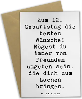 Produktbild von Mr. & Mrs. Panda Grußkarte Spruch 12. Geburtstag Wünsche - Weiß - Geschenk, Happy Birthday, Kindergeburtstag, osterkarten, Freunde, Freundschaft, hochzeitskarten, feiern