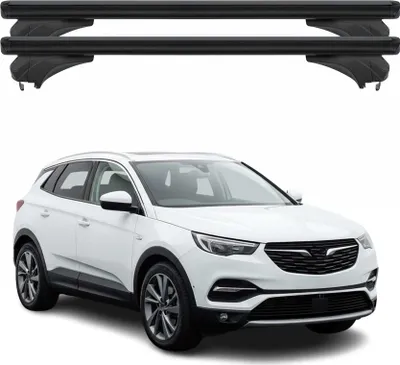 Image de Barres de toit Menabo pour Opel Grandland X 2017-2024 Aluminium Noir 2x