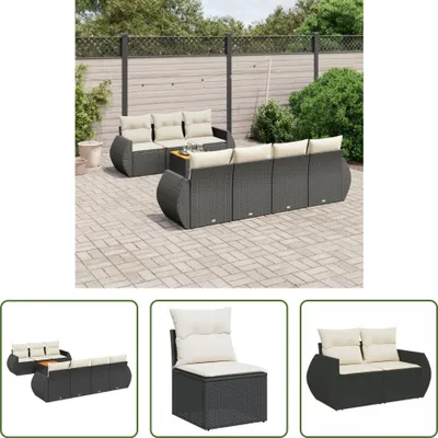 Produktbild von The Living Store 8-tlg. Garten-Sofagarnitur mit Kissen Schwarz Poly Rattan