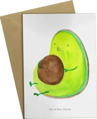 Produktbild von Mr. & Mrs. Panda Glückwunschkarte Avocado Pfeifen - Weiß - Geschenk, Foodbaby, Abnehmen, hochzeitskarten, osterkarten, einladungskarten, dankeskarten, weihnachtskarten