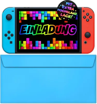 Productafbeelding van Uitnodigingskaarten voor gamingfeestjes, 12 stuks, met bijbehorende enveloppen, voor kinderfeestjes