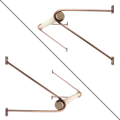 Produktbild von Natural Goods Berlin GARD PRENZLBERG, Halterung für Kleiderstange, Wandmontage, Wandgarderobe, Antik Roségold, 26 cm, Rundstab Eiche 50 cm, 2 Stück