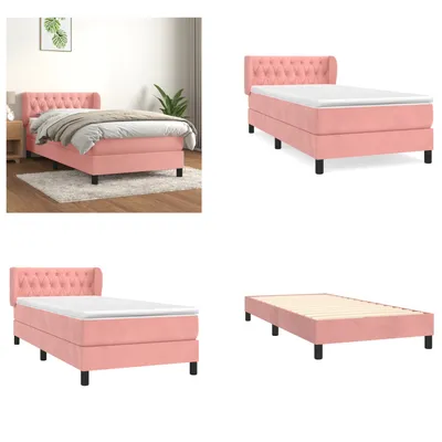 Produktbild von vidaXL Boxspringbett mit Matratze Rosa 90x200 cm Samt - Boxspringbett - Boxspringbetten - Bett - Schlafzimmermöbel