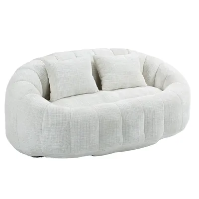 Immagine prodotto di LVHOM Borsa a sacco classica con 2 cuscini, borsa a sacco con pouf, divano pigro in ciniglia, poltrona a sacco, chaise longue, divano a 2 posti, beige