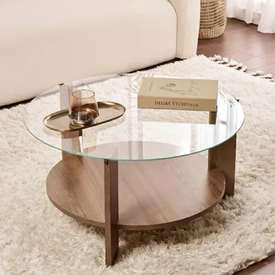 Produktbild von Canevino - Couchtisch, 75x75x40 cm Braun Nussbaum, Rundeform