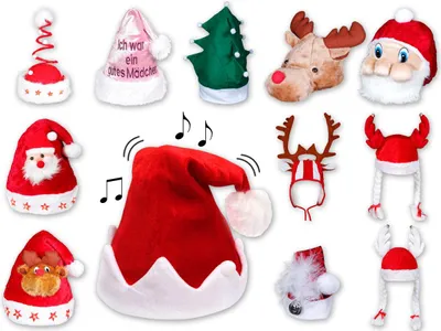 Produktbild von Verrückte Weihnachten – Lustige Weihnachtsmützen für Damen, Herren & Kinder – Schneemann, Tannenbaum, Nikolaus – Witzige Party Mütze Uni Kostüm Accessoire für Weihnachtsfeier & Winterfeste Modell wählen: Bommel m. Haarclip