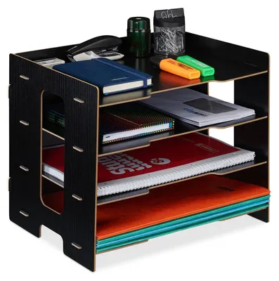 Immagine prodotto di Organizer da scrivania - 3 scomparti - Formato A4 - Nero