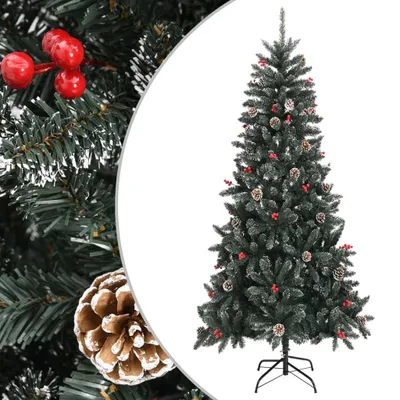 Image de Sapin de Noël artificiel avec support Vert 240 cm PVC