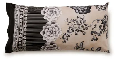 Produktbild von Bassetti Satin-Kissenhülle einzeln Paraggi Farbe ELFENBEIN-SCHWARZ 20 Größe 40x80