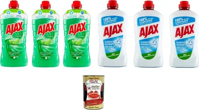 Produktbild von TestPaket 3x Ajax Pavimenti Classico 950ml 3x Ajax Pavimenti Limone 950ml+ Italian Gourmet polpa 400g