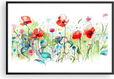 Produktbild von Gerahmtes Poster - Schwarzer Rahmen - Blumen Wiese Blatt Natur - 91,5x61 cm - Wand Bild - Wanddeko - Wandbilder - Wandposter - Bilderrahmen - Bilder - Kunstdruck - Wandbild - P2BAA91x61-3076