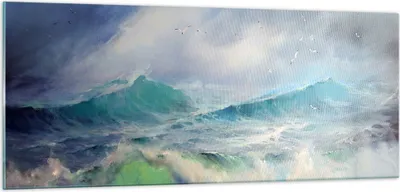 Produktbild von Bilder auf glas - Meer Welle Möwe - 100x40cm - Glasbilder - Wandbilder - Kunstdruck - zum Aufhängen bereit - Wanddekoration aus Glas - Glas Bilder - Wandbild auf Glas - Einteilig - GAB100x40-3783